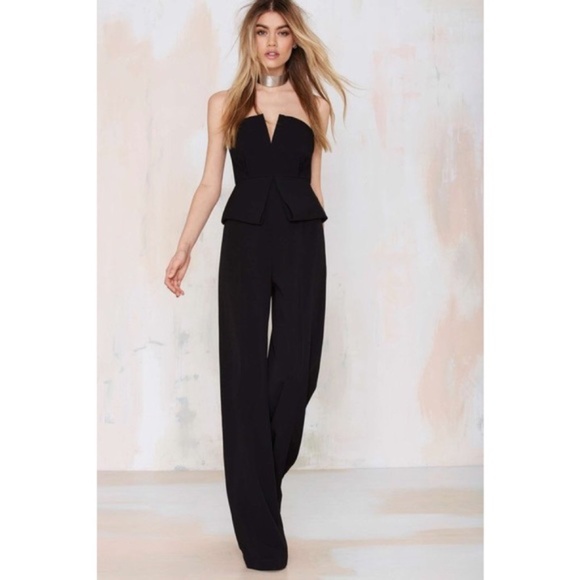 Nasty Gal Pants - Nasty Gal peplum wide leg jumpsuit S new